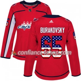 Adidas Maillot de Hockey Washington Capitals Andre Burakovsky 65 2017-2018 Rouge USA Flag Fashion Authentic - Femme